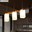 GobekUsa Cluster Pendant Kitchen Lamp: Elegant Wood and Glass Hanging Light with 3 Bulbs