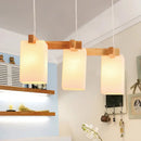 GobekUsa Cluster Pendant Kitchen Lamp: Elegant Wood and Glass Hanging Light with 3 Bulbs