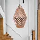 GobekUsa Colonial Copper/Gold Glass Jar Pendant - Stylish Living Room Hanging Light Fixture