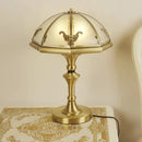 GobekUsa Colonial Style Brass Cap Shaped Frosted Glass Table Lamp with 3 Bulbs - Perfect for Bedroom Night Light