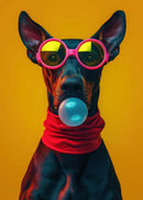 GobekUsa Colorful Dog Sunglasses Canvas Wall Art