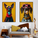 GobekUsa Colorful Dog Sunglasses Canvas Wall Art
