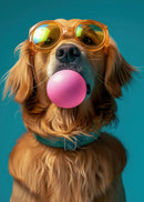GobekUsa Colorful Dog Sunglasses Canvas Wall Art