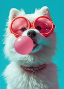 GobekUsa Colorful Dog Sunglasses Canvas Wall Art