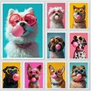 GobekUsa Colorful Dog Sunglasses Canvas Wall Art