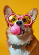 GobekUsa Colorful Dog Sunglasses Canvas Wall Art