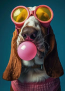 Vibrant colorful dog sunglasses canvas wall art living room decor