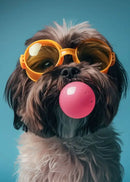 Vibrant colorful dog sunglasses canvas wall art living room decor