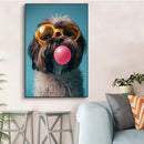 Vibrant colorful dog sunglasses canvas wall art living room decor