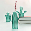 Green glass cactus vase set living room home decor by Decorbites