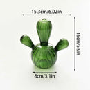 Green glass cactus vase set living room home decor by Decorbites