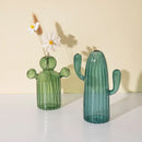 Green glass cactus vase set living room home decor by Decorbites