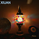 GobekUsa Colorful Mosaic Table Lamp, Handmade Stained Glass Lampshade