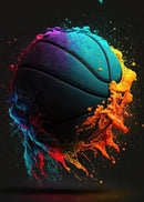 Cosmic colorful sport basketball canvas prints bedroom wall art by Decorbites