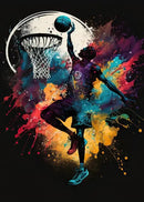 Cosmic colorful sport basketball canvas prints bedroom wall art by Decorbites