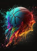 Cosmic colorful sport basketball canvas prints bedroom wall art by Decorbites