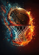 Cosmic colorful sport basketball canvas prints bedroom wall art by Decorbites