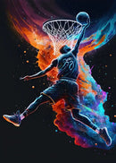 Cosmic colorful sport basketball canvas prints bedroom wall art by Decorbites