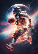 Cosmic colorful sport basketball canvas prints bedroom wall art by Decorbites