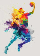 Cosmic colorful sport basketball canvas prints bedroom wall art by Decorbites