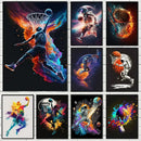 Cosmic colorful sport basketball canvas prints bedroom wall art by Decorbites