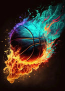 Cosmic colorful sport basketball canvas prints bedroom wall art by Decorbites