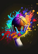 Cosmic colorful sport basketball canvas prints bedroom wall art by Decorbites