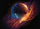 Cosmic colorful sport basketball canvas prints bedroom wall art by Decorbites
