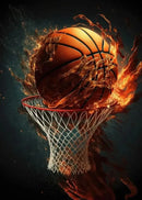 Cosmic colorful sport basketball canvas prints bedroom wall art by Decorbites
