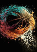 Cosmic colorful sport basketball canvas prints bedroom wall art by Decorbites
