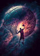 Cosmic colorful sport basketball canvas prints bedroom wall art by Decorbites