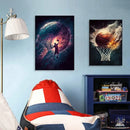 Cosmic colorful sport basketball canvas prints bedroom wall art by Decorbites