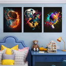 Cosmic colorful sport basketball canvas prints bedroom wall art by Decorbites