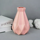 Modern pink & white faceted flower vase for living room home decor by Decorbites