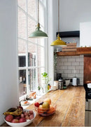 Pastel industrial retro pendant lights kitchen brass hardware by Decorbites