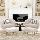GobekUsa Comfortable Beige Bucket Shaped Club Living Room Armchair with Golden Metal Legs