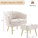 GobekUsa Comfortable Beige Bucket Shaped Club Living Room Armchair with Golden Metal Legs