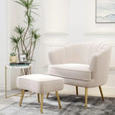 GobekUsa Comfortable Beige Bucket Shaped Club Living Room Armchair with Golden Metal Legs