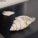 Decorbites conch ashtray silver and white ceramic living room decor by Decorbites