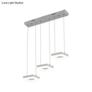 GobekUsa Contemporary Acrylic Square Island Light - 3-Light Ceiling Fixture over Table, Warm/White/Natural Light