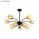 GobekUsa Contemporary Amber Glass Chandelier - 10-Bulb Sphere Pendant Ceiling Light in Black for Living Room