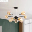 GobekUsa Contemporary Amber Glass Chandelier - 10-Bulb Sphere Pendant Ceiling Light in Black for Living Room