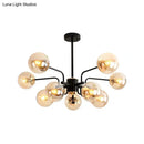 GobekUsa Contemporary Amber Glass Chandelier - 10-Bulb Sphere Pendant Ceiling Light in Black for Living Room