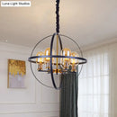 GobekUsa Contemporary Amber Glass Pendant Chandelier with Orb Frame Design - 4/6-Light Suspension Lamp in Black-Gold