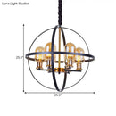 GobekUsa Contemporary Amber Glass Pendant Chandelier with Orb Frame Design - 4/6-Light Suspension Lamp in Black-Gold
