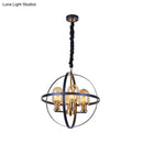 GobekUsa Contemporary Amber Glass Pendant Chandelier with Orb Frame Design - 4/6-Light Suspension Lamp in Black-Gold