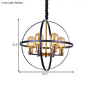 GobekUsa Contemporary Amber Glass Pendant Chandelier with Orb Frame Design - 4/6-Light Suspension Lamp in Black-Gold
