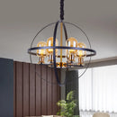 GobekUsa Contemporary Amber Glass Pendant Chandelier with Orb Frame Design - 4/6-Light Suspension Lamp in Black-Gold