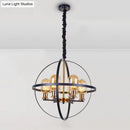 GobekUsa Contemporary Amber Glass Pendant Chandelier with Orb Frame Design - 4/6-Light Suspension Lamp in Black-Gold