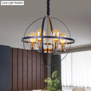 GobekUsa Contemporary Amber Glass Pendant Chandelier with Orb Frame Design - 4/6-Light Suspension Lamp in Black-Gold